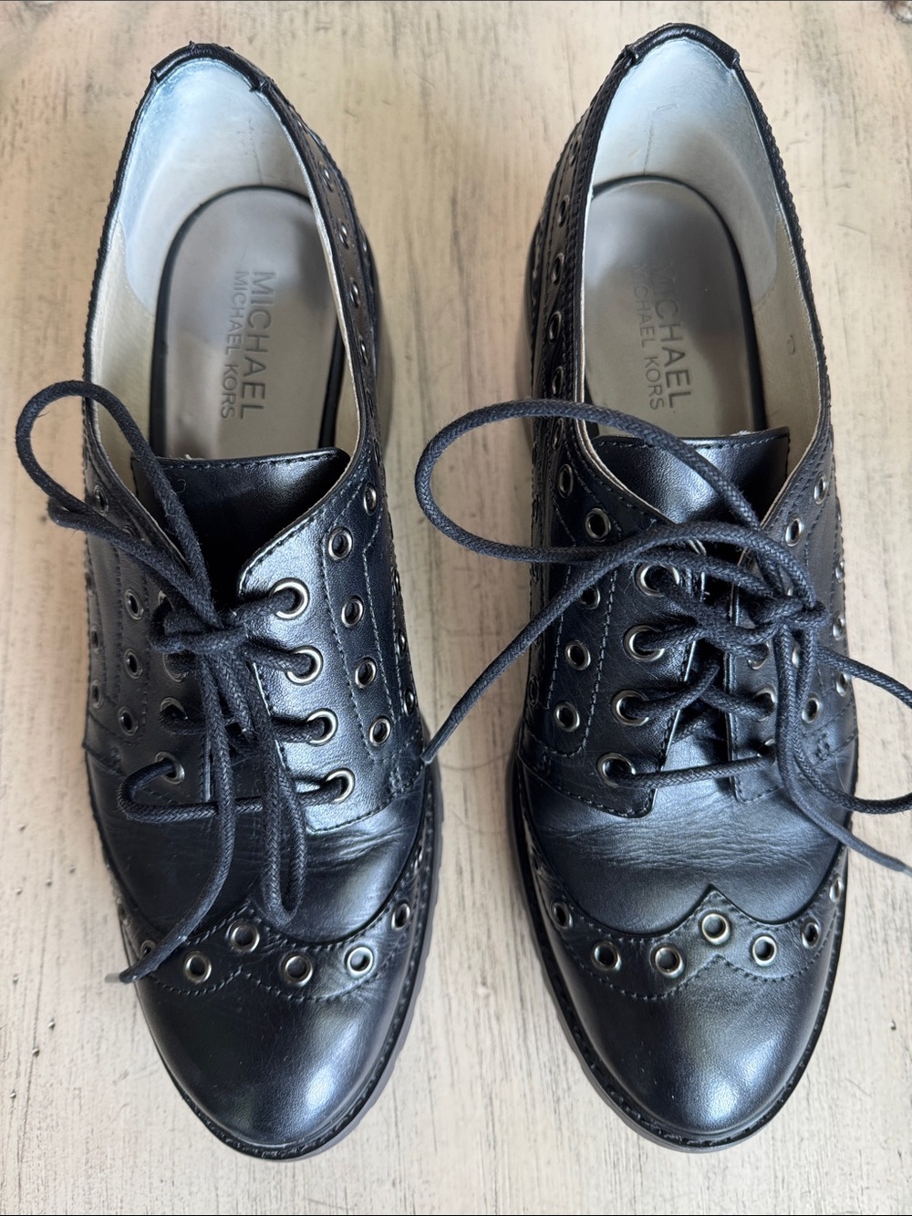 Michael Kors Edison Leather Lace-Up Brogues Oxfords - Picture 2 of 11